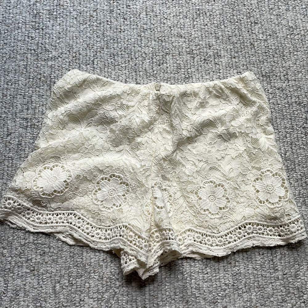Ivory crochet shorts